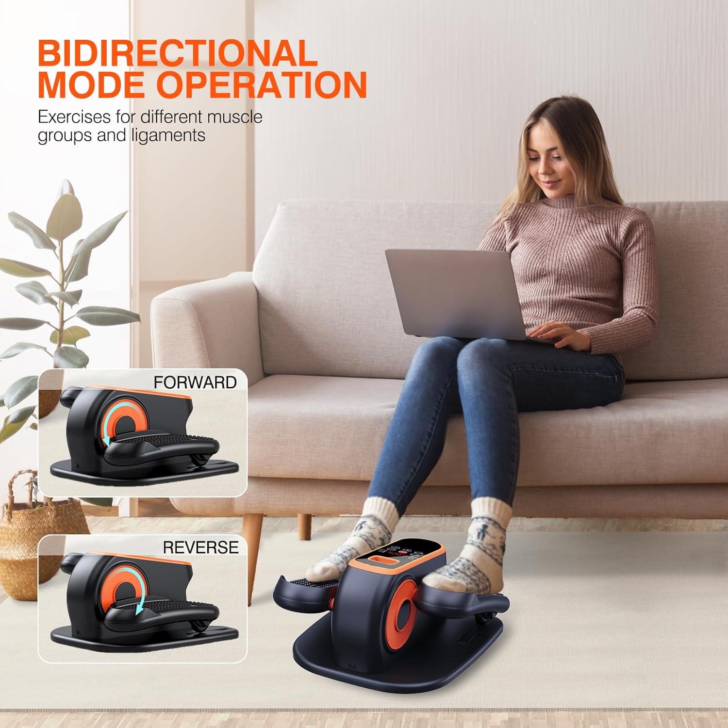 Under Desk Elliptical Machine, Electric Ellipse Leg Exerciser While Sitting for Seniors, Quiet Portable Elliptical Machine with 12 Adjustable Speeds, Seated Pedal Exerciser with Remote Control - Image 5