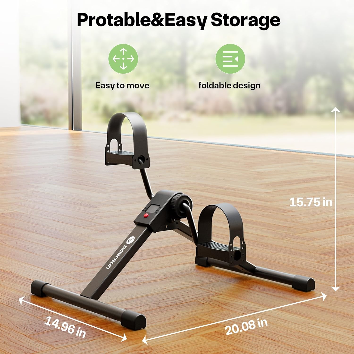 Under Desk Bike Pedal Exerciser, Portable Under Desk Cycle with Adjustable Resistance, Mini Exercise Bike for Arm and Leg Workout, Folding Peddler Machine Bicycle with LCD Monitor & Calorie Tracker - Image 6