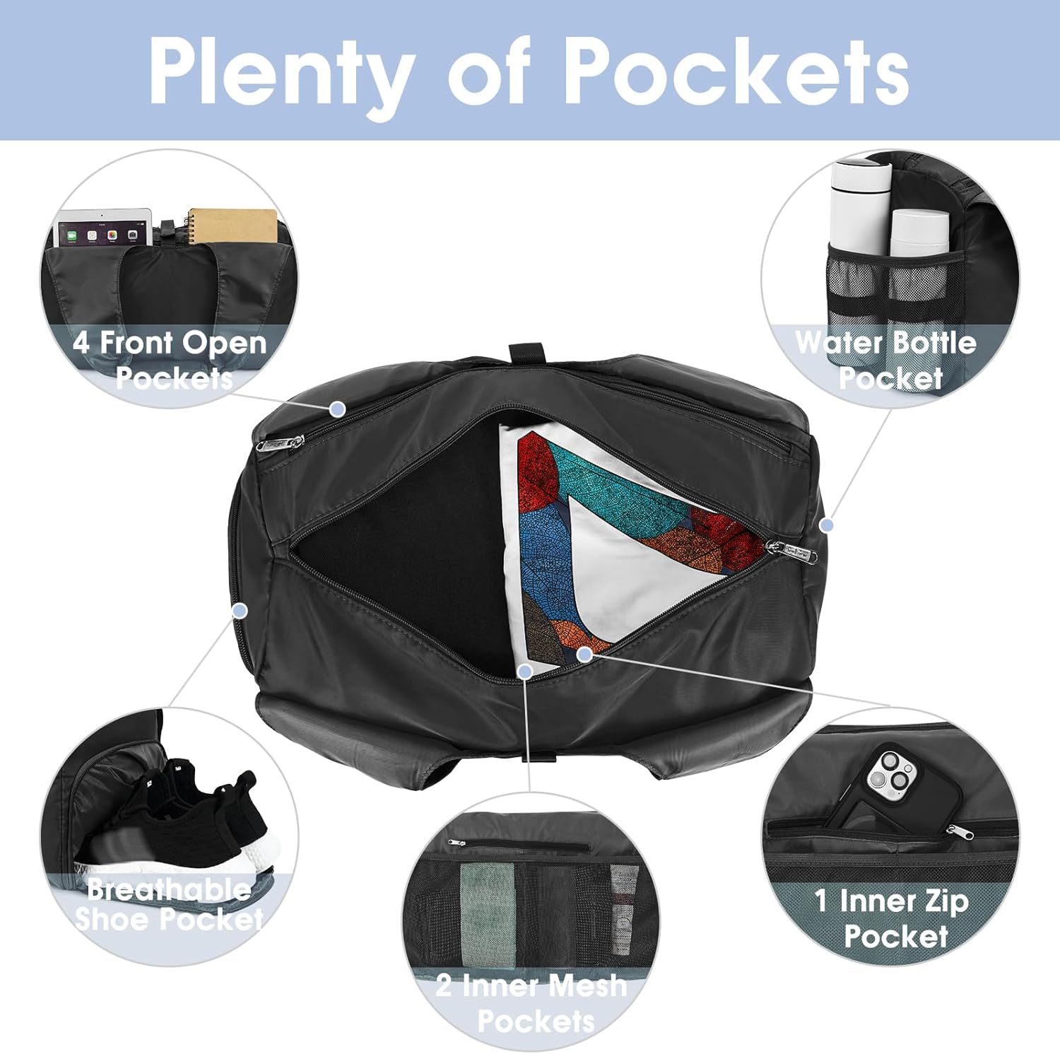 sportsnew Yoga Gym Bags for Women with Shoes Compartment & Wet Dry Storage Pockets & Adjustable Yoga Mat Holder, Patent Pending - Image 4