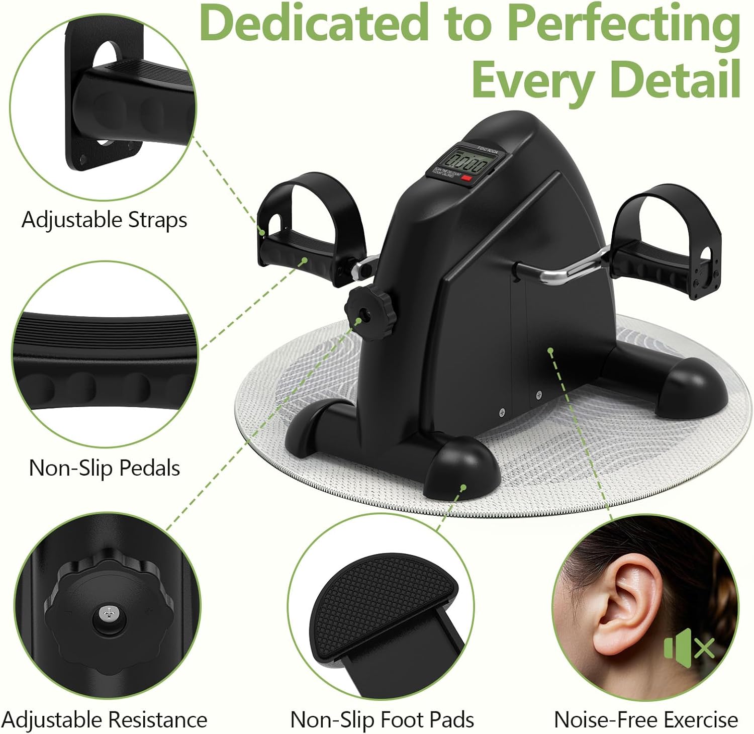 Under Desk Elliptical & Mini Exercise Bike – Seated Electric Leg Exerciser & Magnetic Pedal Machine for Seniors Arms & Legs Workout with Remote, LCD Display & Adjustable Resistance/Speeds - Image 5