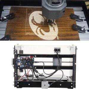 CNC Router Machine, 3018-SE V2 Engraving Milling Machine, Mini 80W Spindle Motor Aluminum Plastic Router Machine W/3000MW Machine Head Industrial-Grade Chip 8 T-Nuts Milling Machines For Wood