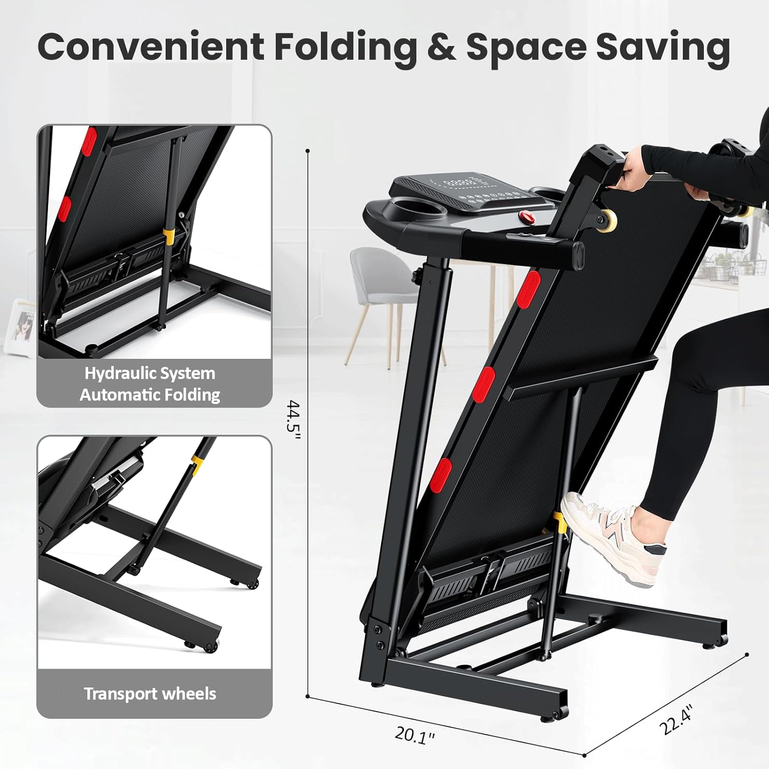 3.5 HP Treadmill with Auto Incline for Home - Heavy Duty Running Treadmill with Handle Bars, Speaker, 300 lb Weight Capacity - Image 8