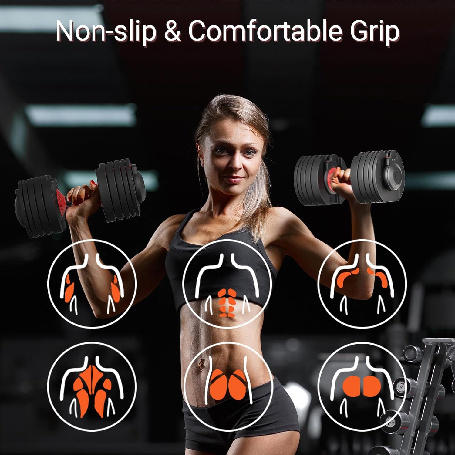 Adjustable Dumbbells 25/52.5 lbs, 9/15 in - Adjustable Weight Dumbbell Set for Full Body Exercise Training Fitness Workout in Home Gym - Image 4