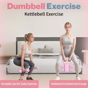 Adjustable Kettlebell Set, 4-in-1 Free Weight Kettlebell sets (5.5lbs 7.7lbs 9.9lbs 12.1lbs) for women, Weight Dumbbell Set of 2 for Home Gym Fitness Training
