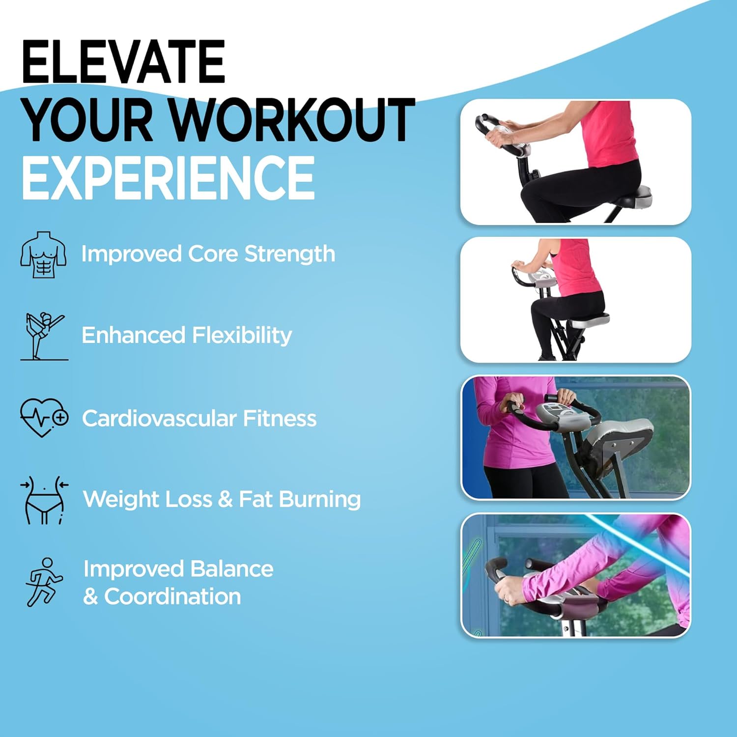 Stamina Folding Exercise Bike - Foldable Exercise Bike with Smart Workout App, Stationary Bike for Home Workout - Up to 250 lbs Weight Capacity - Image 5