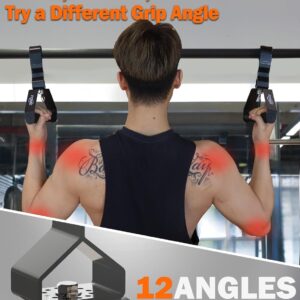Fitarc Neutral Grip Pull Up Handles, Wrist Shoulder Elbow Friendly, 12 Angle Adjustable Lat Pulldown Handle Rowing Grips, 2Pcs, Patented