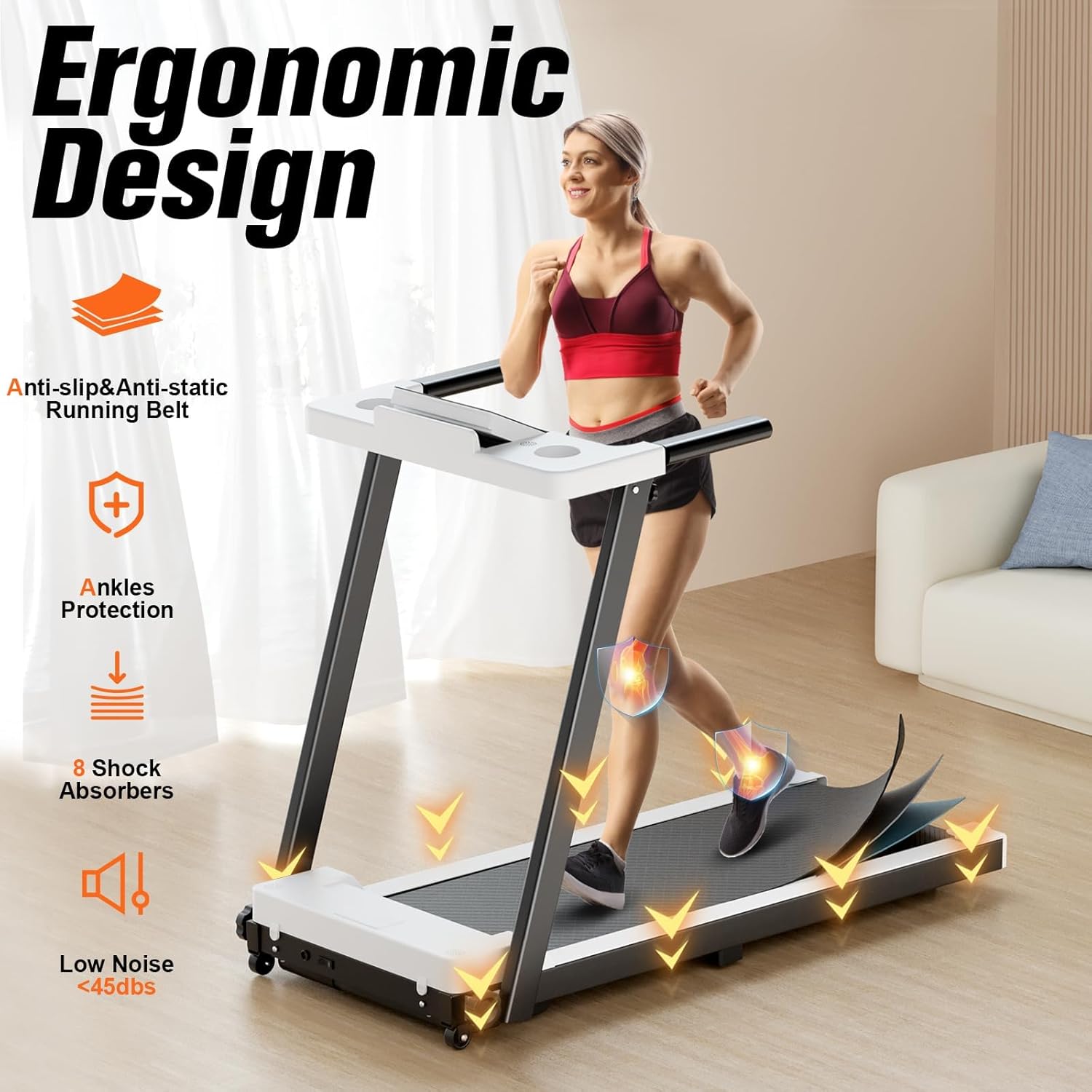 Folding Treadmill, 300LBS Capacity Compact Running Machine with LED Display, 3.0HP for Walking, Jogging & Running, Portable Treadmills for Home & Office Use - Image 3