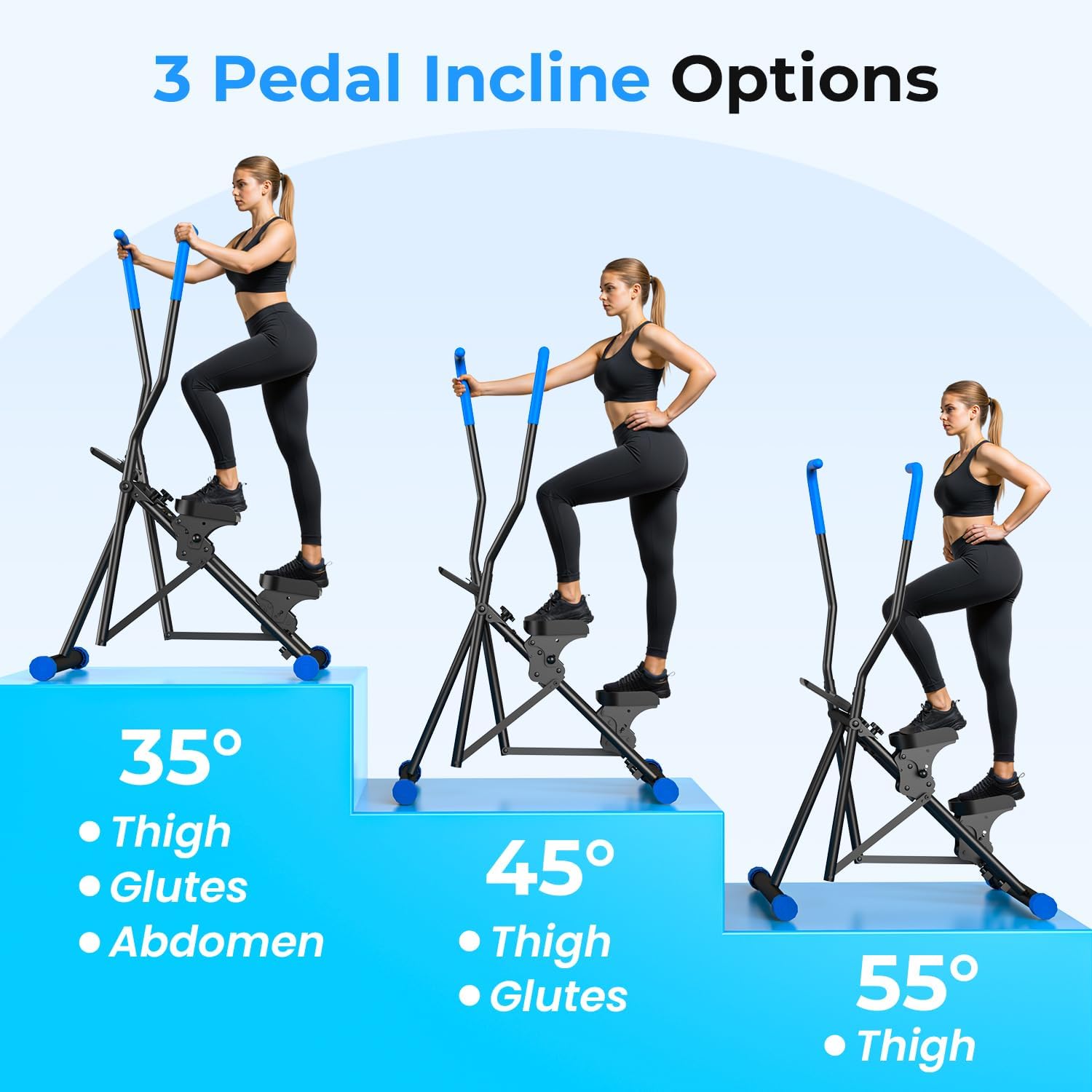 OWLSKY Stair Stepper Folding Vertical Cardio Exercise Climber Stair-Master for Exercise at Home Full Body Workout Machine with Handlebar 330LBS Load with Adjustable Step Range Pedals - Image 7