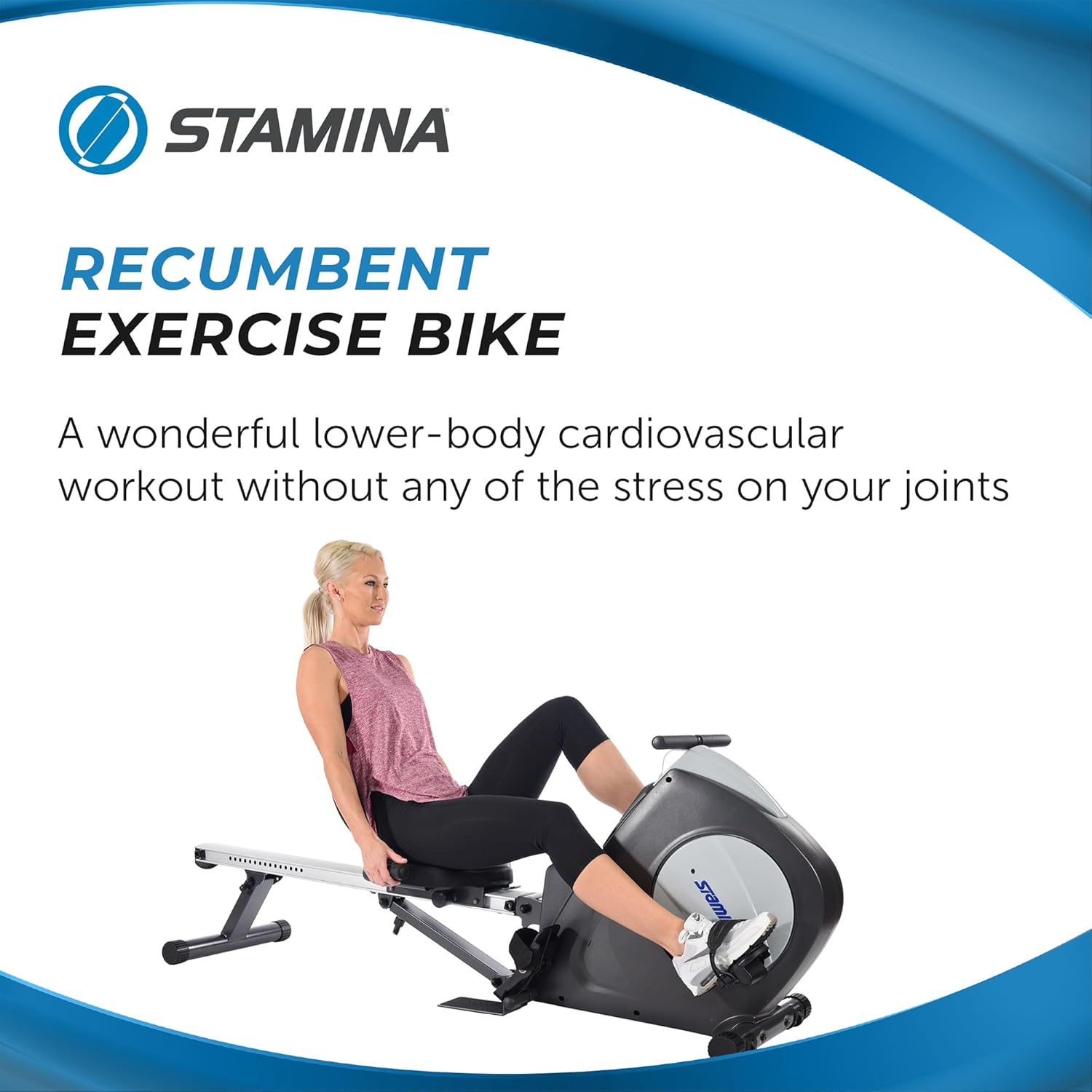 Stamina Conversion II Recumbent Exercise Bike and Rower - Cardio Machine with Smart Workout App - Exercise Bike for Home Workout - Up to 250 lbs Weight Capacity - Image 3