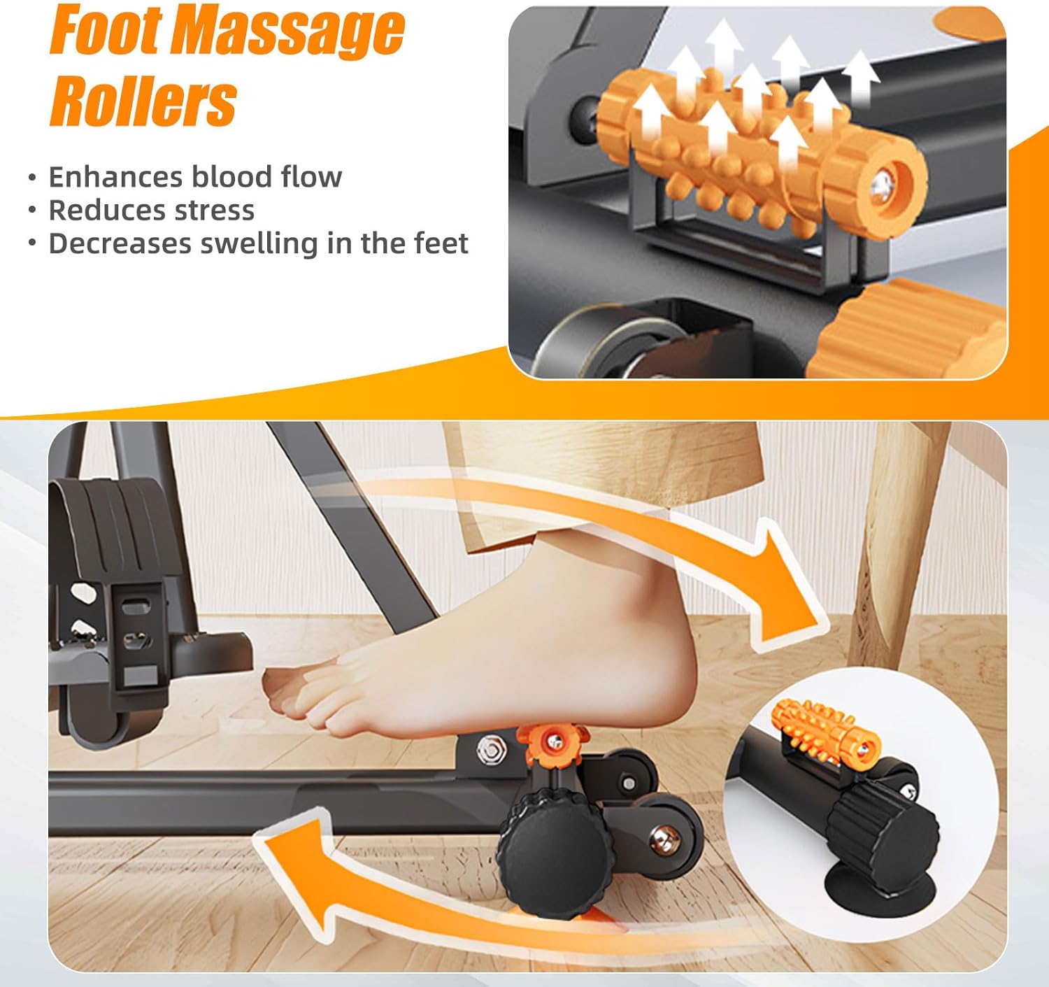 Pedal Exerciser with Arm Rope Pull Exercise & Foot Massage - 15"Wร19โDร37โH Floor Peddler Exerciser for Elderly, Leg Swing Exercise, Metal Stroke Recovery Pedal Exercise Equipment, with Digital Display, Black - Image 6