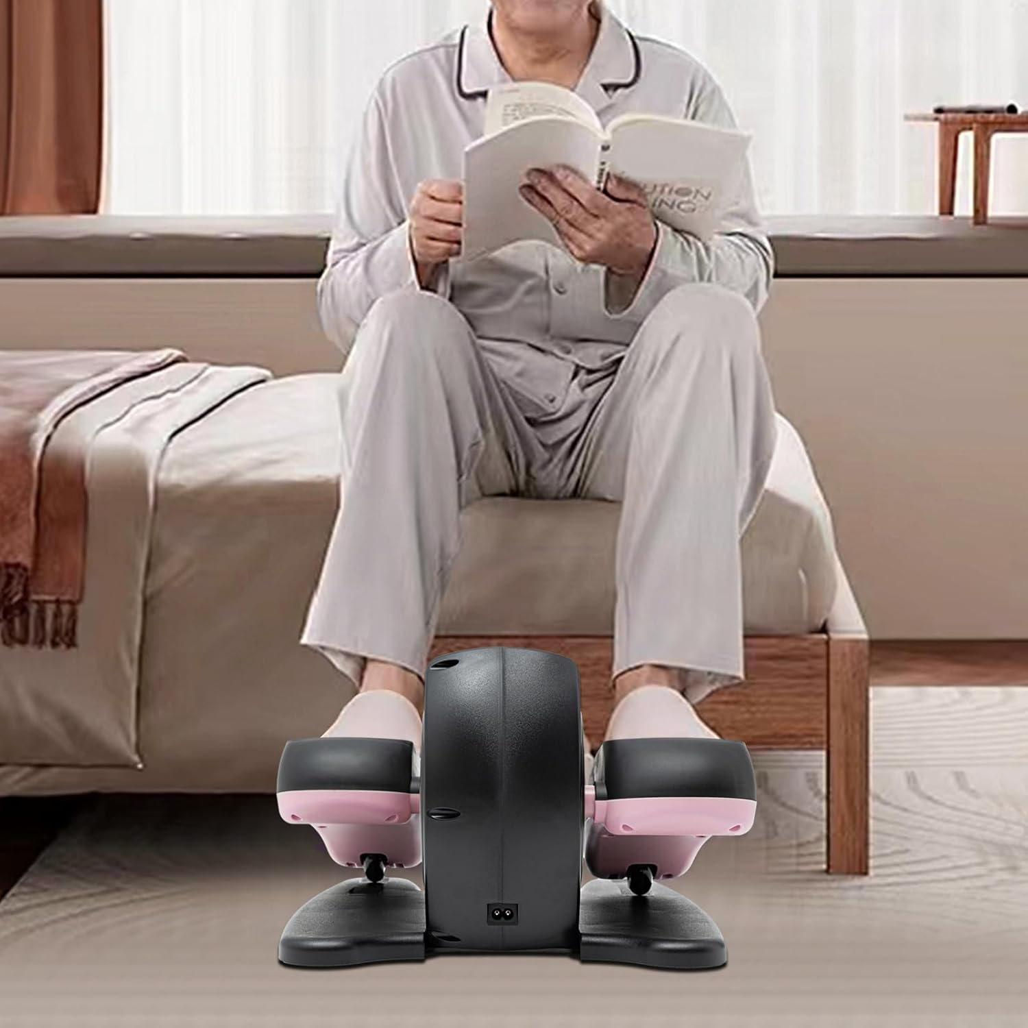 Under Desk Elliptical Machine for Seniors,Rehab Electric Sitting Leg Foot Pedal Exercise Equipment,Portable Trainer for Home Office w/Remote Control,LCD Screen 5 Gears Adjustable Speeds - Image 5