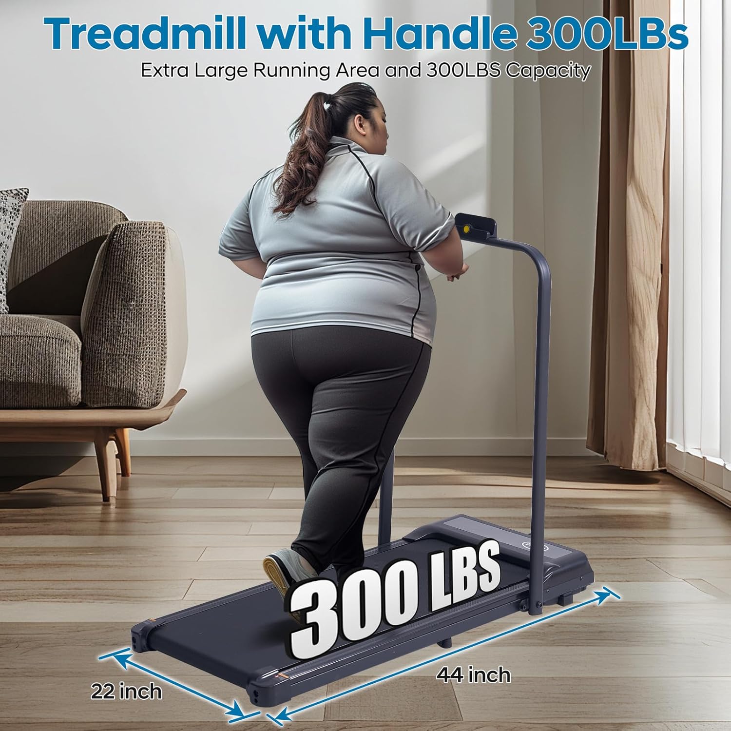 Walking Pad Treadmill with Handles, Folding Foldable Electric Treadmills for Home Small, 3.0HP Walking Pad with Handle Bar, 3 in 1 Portable Under Desk Treadmill with LED Display, 320LBS Capacity - Image 3