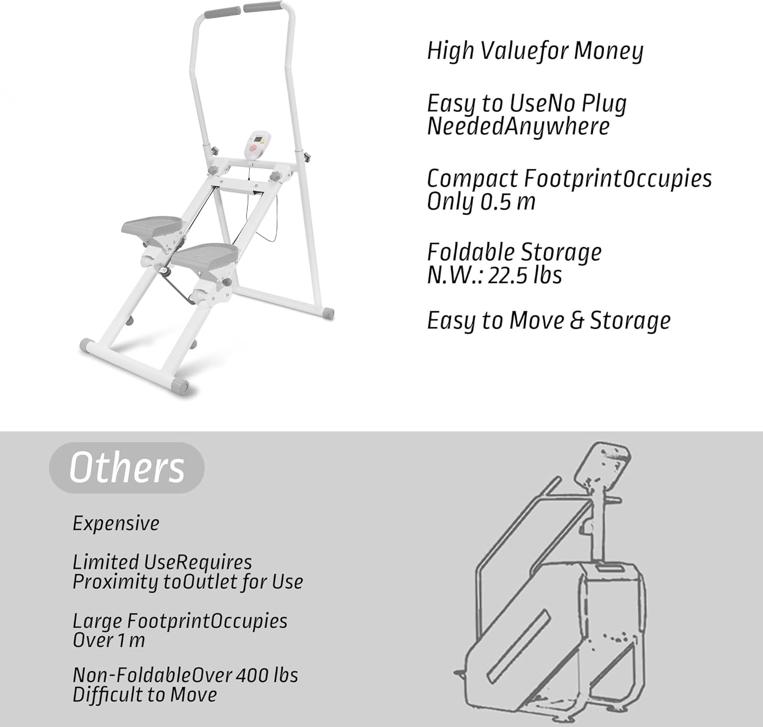 Stair Stepper Machine for Home,Steppers for Exercise at Home,Folding Stair Master with Adjustable Handlebar -90% Pre-Assembled Vertical Climber - Image 6