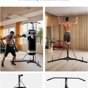 VEVOR Punching Bag Stand, Steel Heavy Duty Workout Training Equipment, Adjustable Height Boxing Punching Stand with Weighted Base, Holds Up to 140 lbs, Freestanding Sandbag Rack for Home Gym Fitness