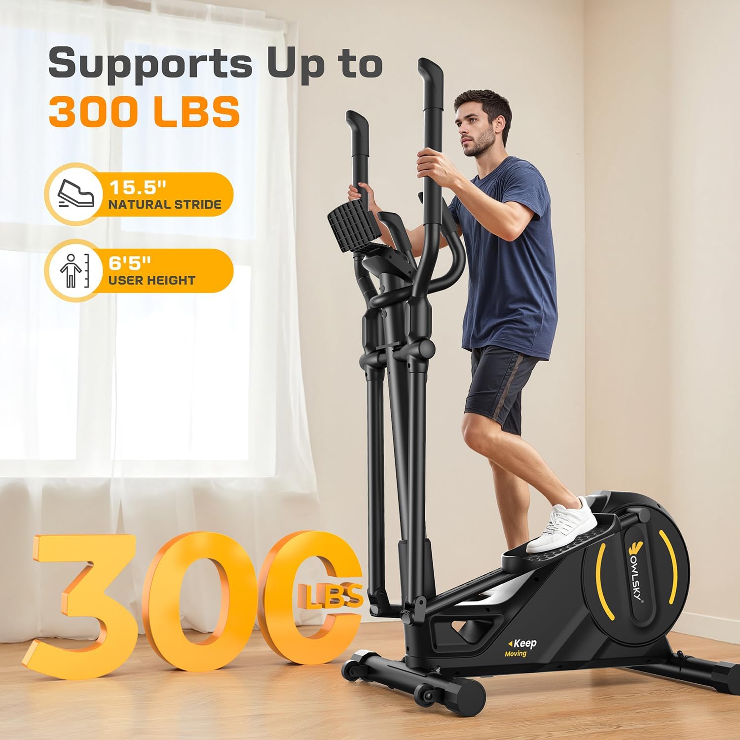 OWLSKY Elliptical Exercise Machine, Elliptical Machine for Home with Hyper-Quiet Magnetic Driving System, 16 Resistance Levels,400LBS - Image 8