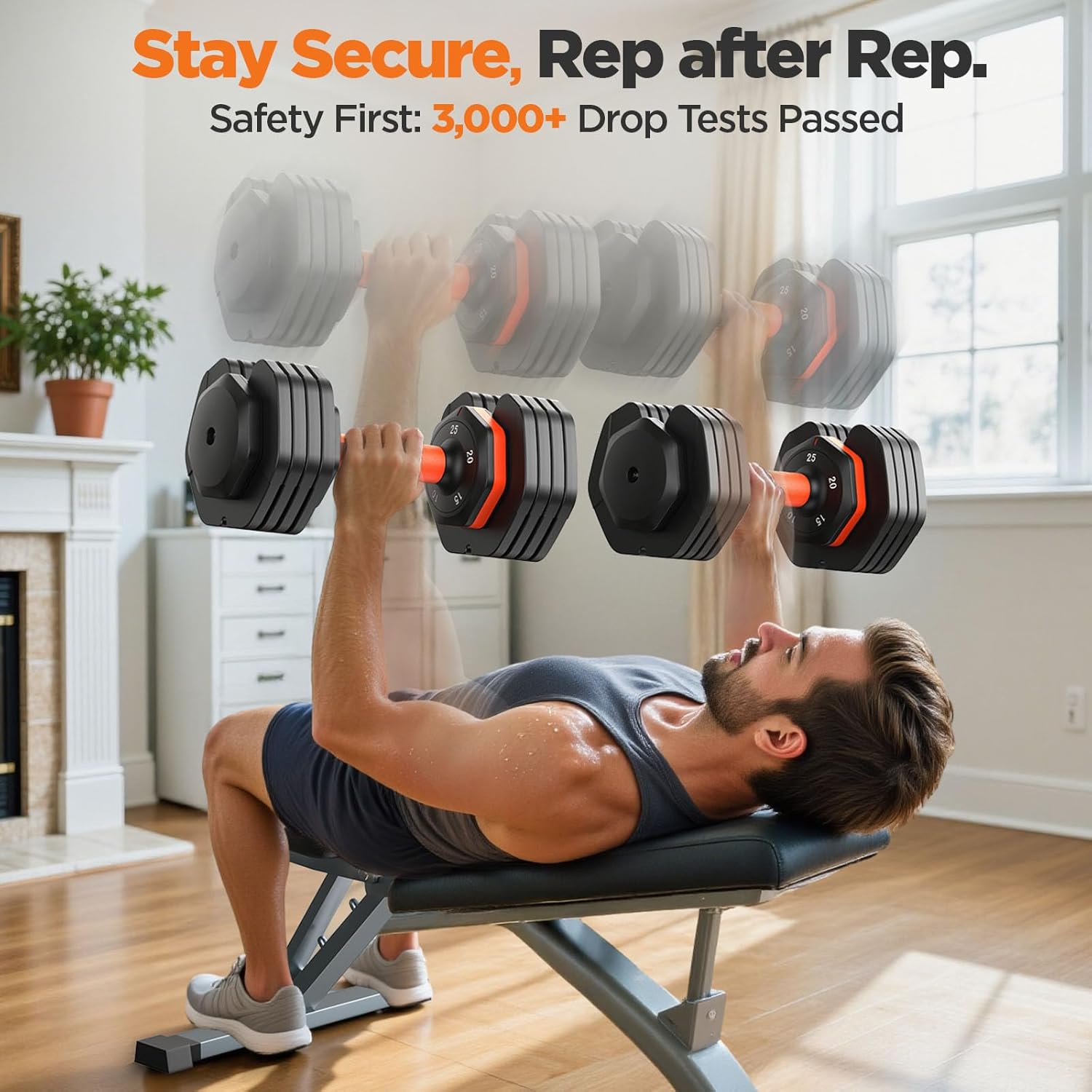 2025 Updated Adjustable Dumbbell Set of 2, 110lbs/50lbs Weights Dumbbell Set with Storage Box, 25lbs/55lbs Adjustable Weights with Anti-slip Silicone Grip, Weight Set For Home Gym Suit both Men and Women - Image 5
