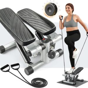 Ktaxon Steppers for Exercise at Home, Stair Stepper Mini Stepper with Resistance Bands, Adjustable Height, Super Quiet, 330LBS Weight Capacity and LED Display for Home Workouts