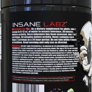 Insane Labz Psychotic Black Edition Mid Stimulant Pre Workout Powder, Energy Focus Pumps, Loaded with Creatine Beta Alanine Taurine Fueled by AMPiberry, 35 Servings (Gummy Candy)