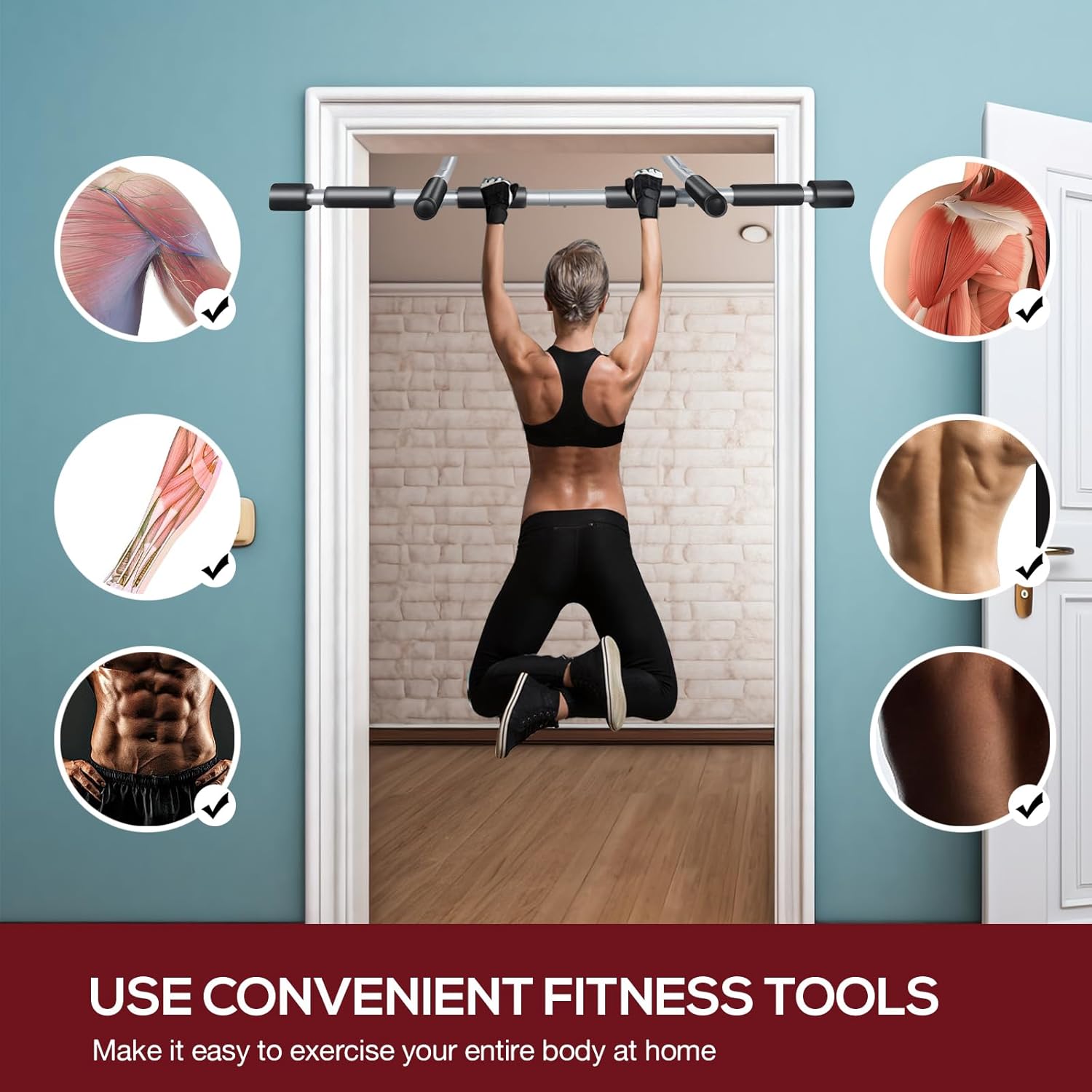 GYE Doorway Pull Up Bar for Home Gym, Adjustable Width, Heavy-Duty Steel,Max Limit 440 lbs Upper Body Fitness Workout Bar with Foam Grips,Indoor Portable Upper Body Workout Bar for Strength Training - Image 7