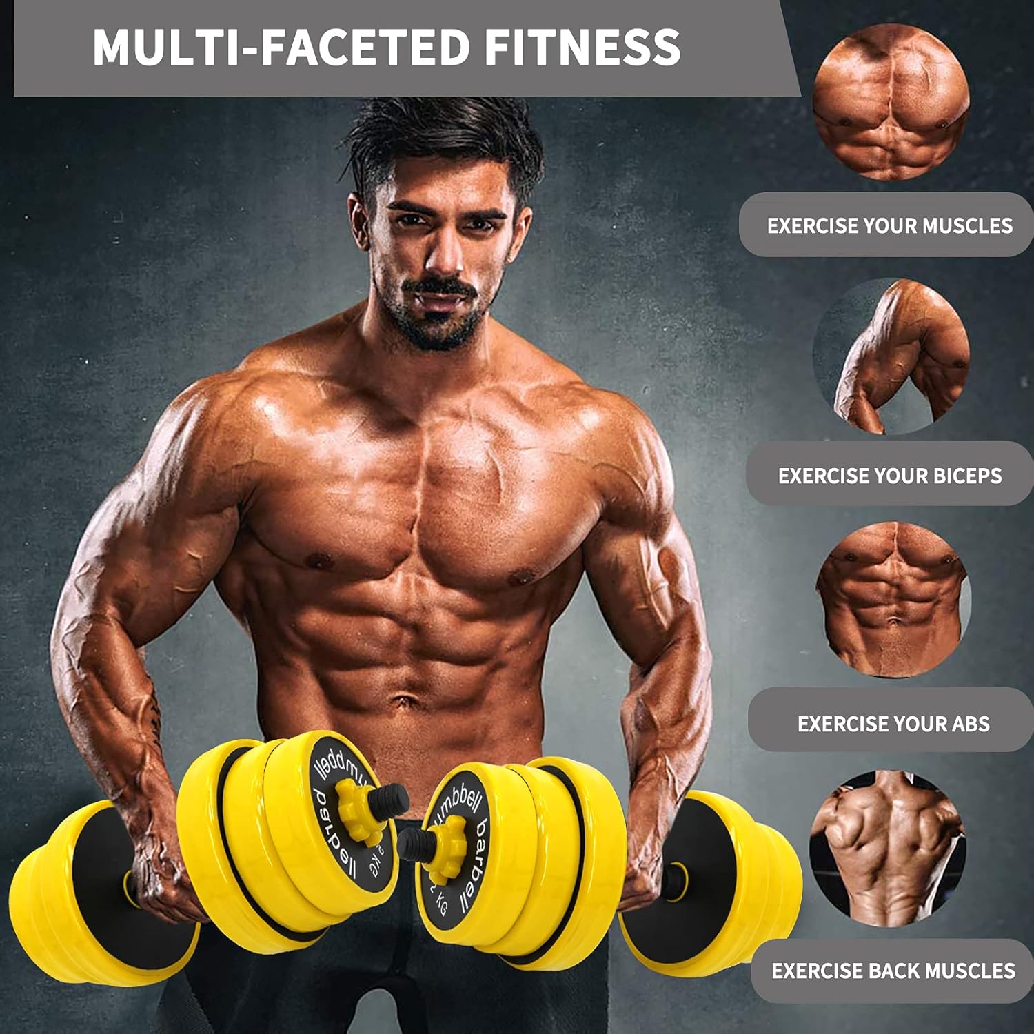 VIVITORY Dumbbell Sets Adjustable Weights, 44 to 66 Lbs, Free Weights Dumbbells Set with Connector, Neoprene Coating Adjustable Dumbbell Set, Dumbbells Weights Set for Home Gym, Cast Iron, Matte Finish - Image 2