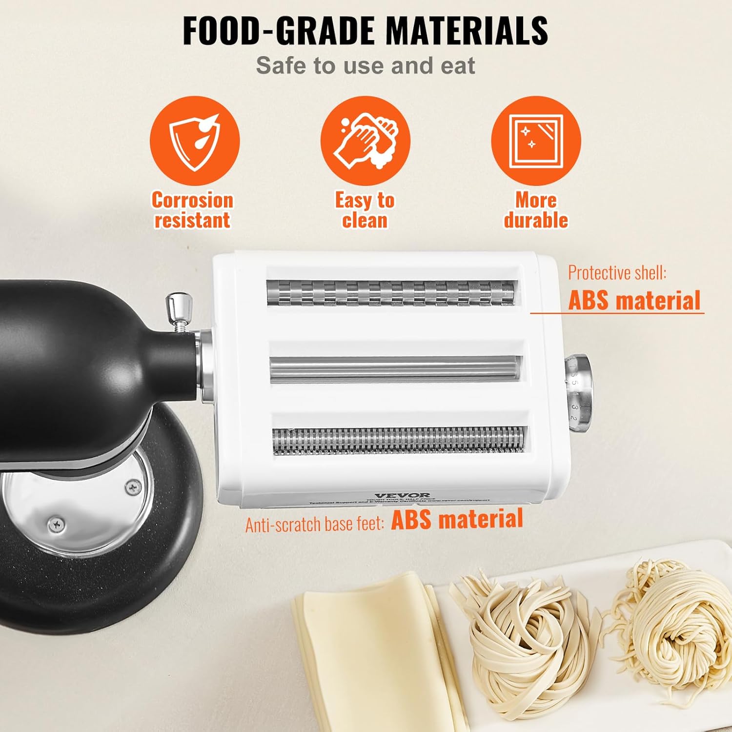 VEVOR Pasta Maker Attachment for KitchenAid Stand Mixer, 3 in 1 Pasta Attachments Including Pasta Roller, Spaghetti Fettuccine Cutter and Cleaning Brush, Pasta Machine Attachment Accessories for KA - Image 5