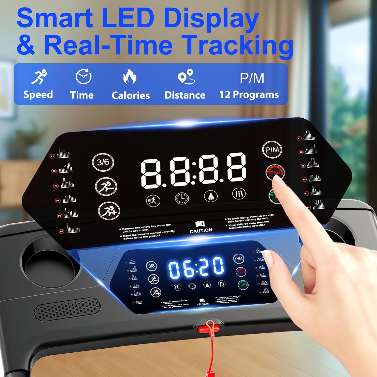 Treadmill with 5% Incline, Walking Pad Treadmill with Handle Bar, Portable Folding Treadmills for Running and Walking, 3.0HP Brushless Motorized, 5 Layers Shock-Absorbing - Image 3