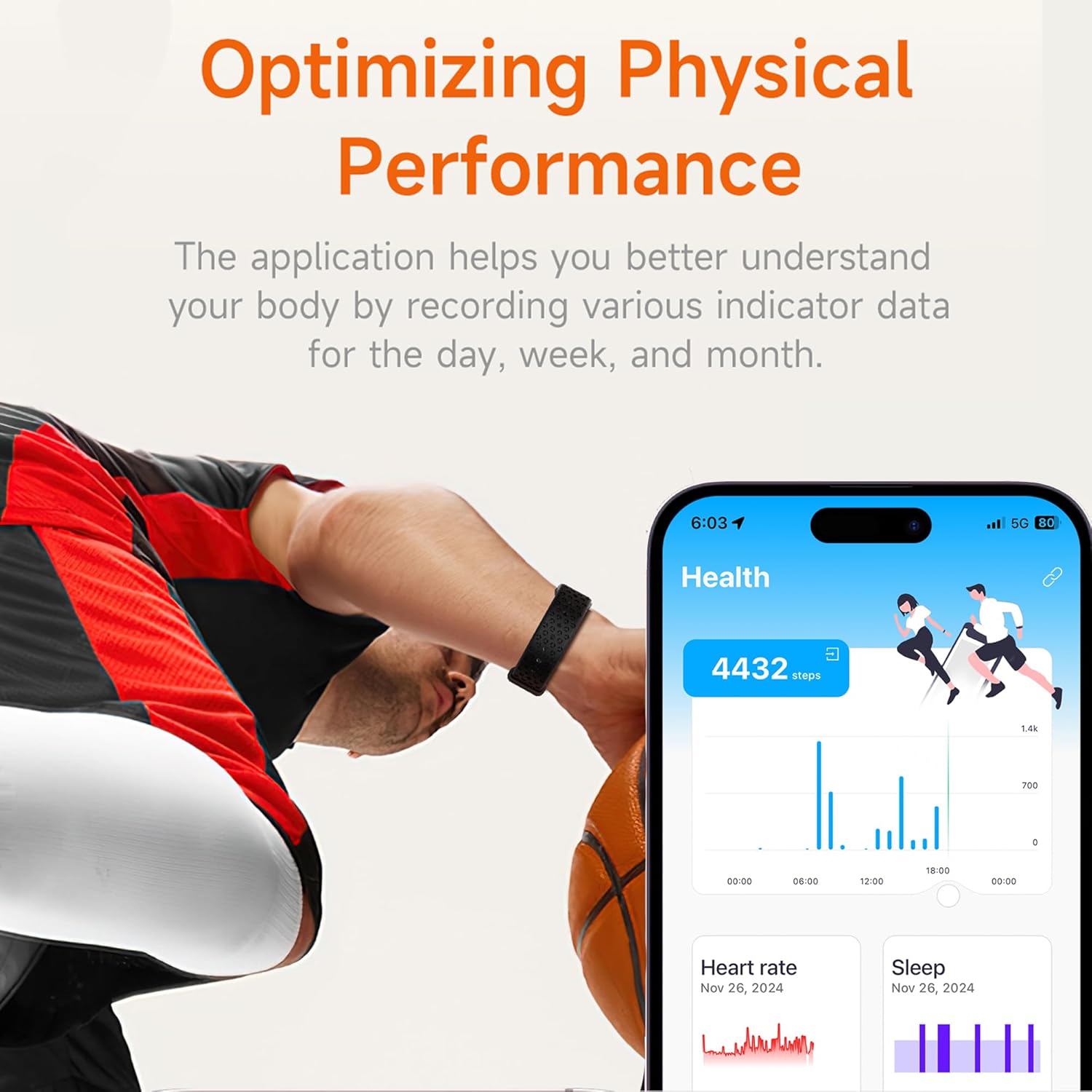 Smart Health Wristband, Fitness & Activity Tracker, One-Touch Measurement Function, Measuring Heart Rate, Sleep, Stress Health Data, 120+ Exercise Modes, Wearable Health Tracker with GPS - Image 5