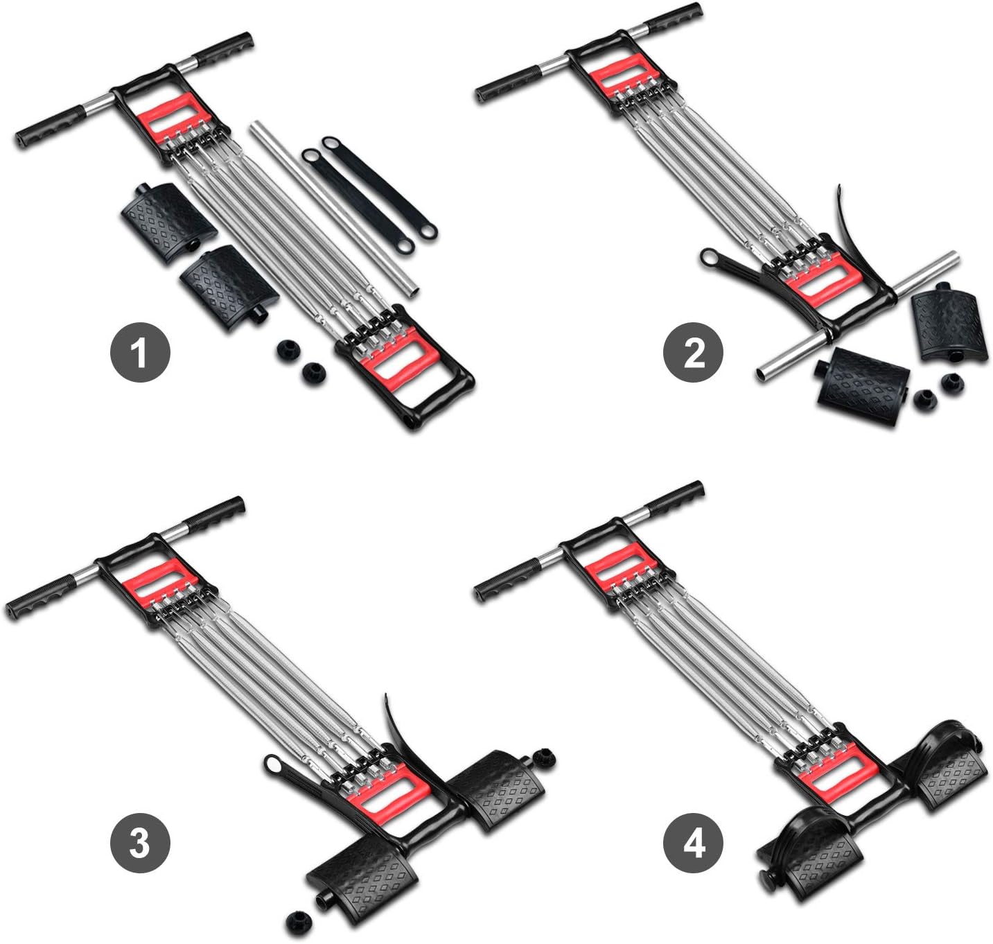 Spring Chest Expander, Tummy Trimmer Hand Gripper 3 in 1 Pull-up Bars Exerciser With 5 Metal Springs, Arm Strength Trainer - Image 5