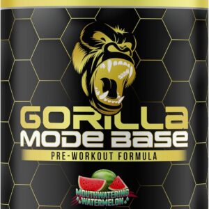 Gorilla Mind Base Pre Workout – Raises Nitric Oxide Intense Focus & Drive Endurance Power – L-Citrulline, L-Tyrosine, Betaine, Alpha-GPC, Caffeine, Huperzine A – 360 Grams (Watermelon)