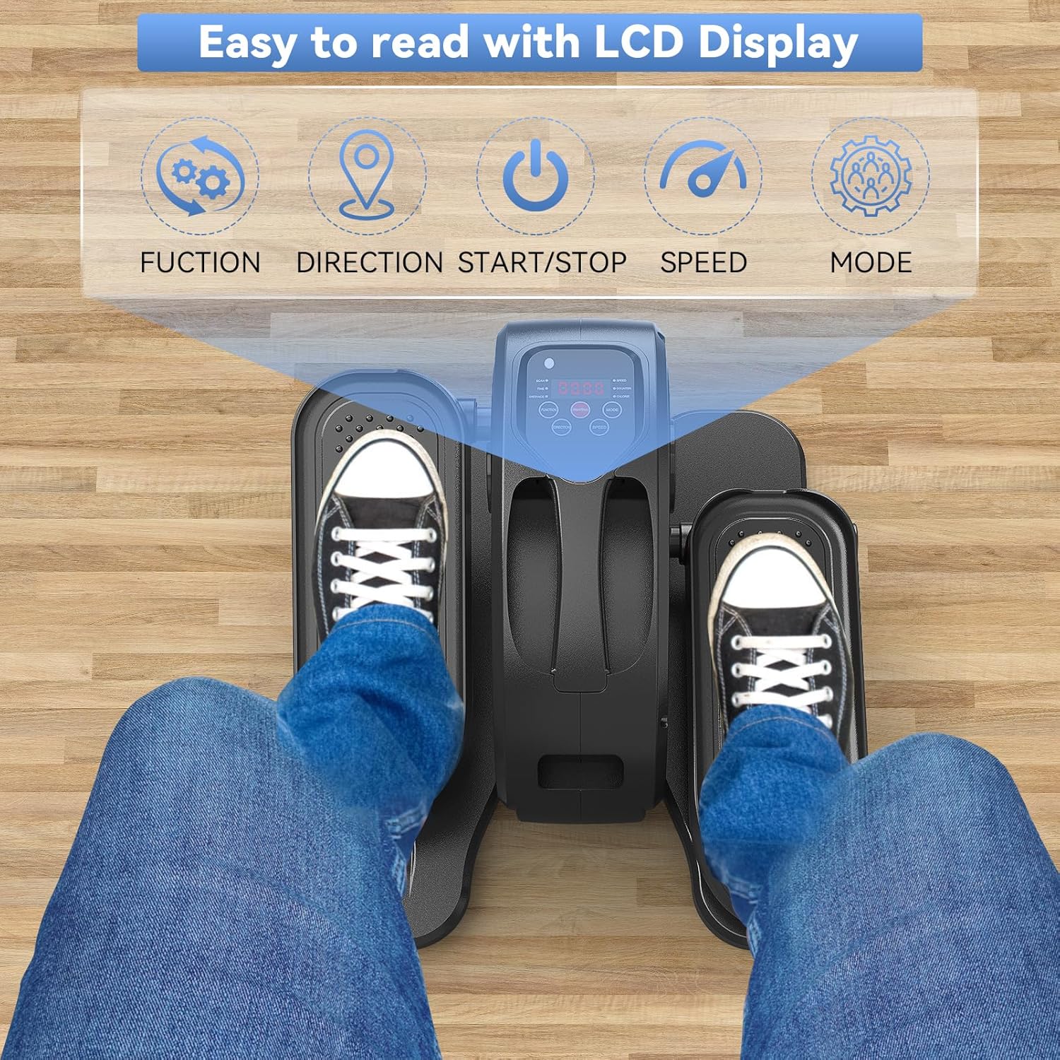 Under Desk Elliptical Machine, Mini Ellipse Leg Exerciser Electric Seated Pedal Fully Assembled Quiet Compact for Seniors Portable Stepper with Remote Control for Home - Image 4
