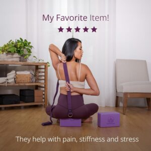 Clever Yoga Blocks & Strap – Lighweight Foam Yoga Blocks 2 Pack with 8ft Cotton Yoga Strap Set Kit for Beginners & Pros, Accessories & Equipment for Women & Men