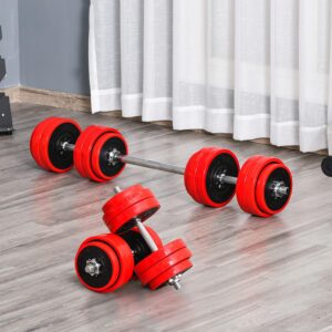 Soozier Adjustable Dumbbell Set, Convertible to Barbell Weight Set for Home Gym Women and Men Weight Lifting Training.