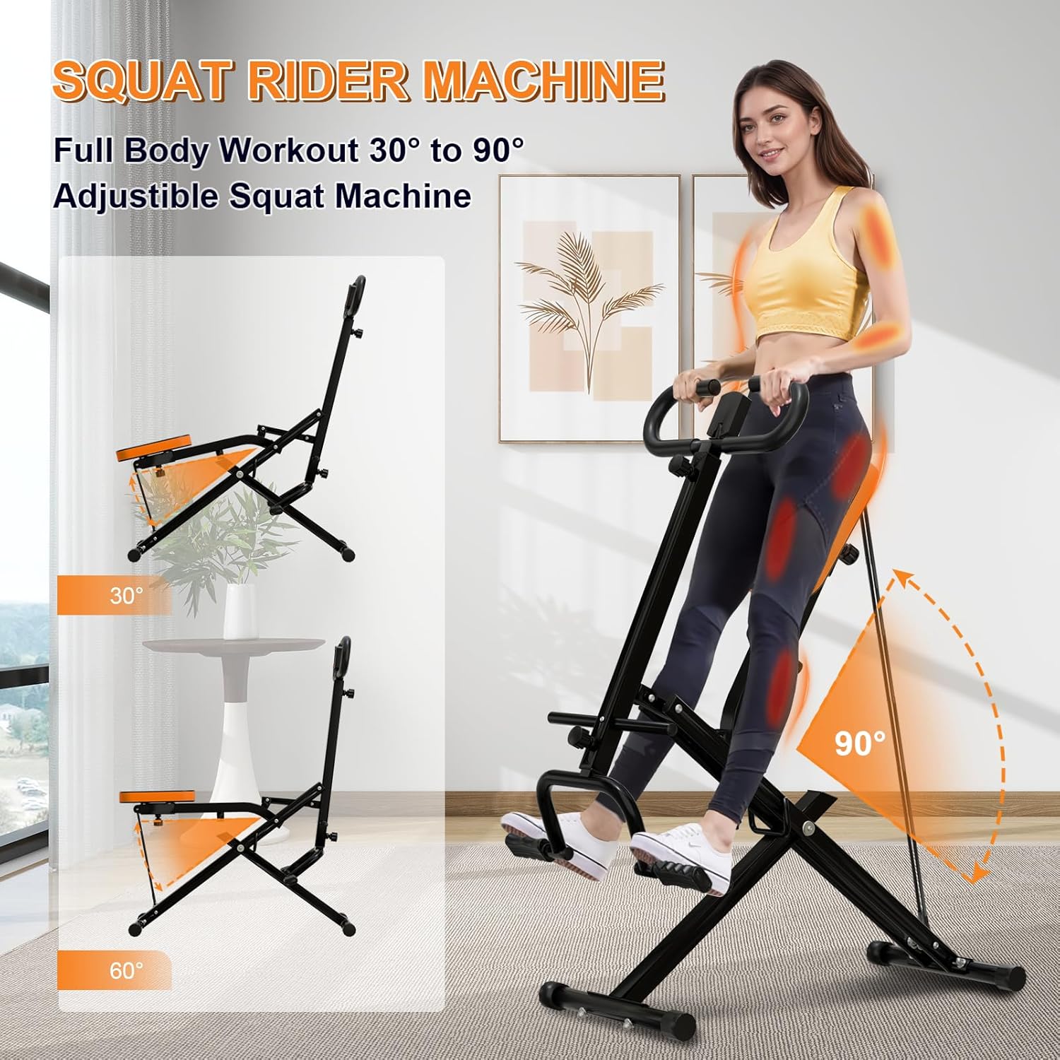 Squat Machine for Home, Squat Assist Trainer with Adjustable Resistance, Foldable Rowing Machine, LCD Display, Exercise Trainer with 265LBS Capacity for Glutes Legs Workout - Image 2