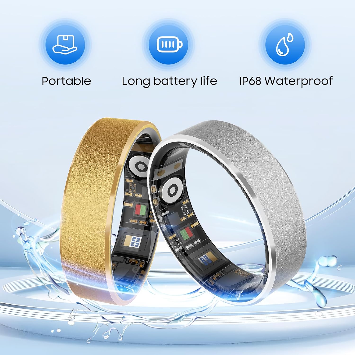 Smart Health Ring, Featuring Heart Rate, Stress and Sleep Monitoring Functions, Compatible with iPhone and Android, Waterproof Fitness Tracker for Women & Men, No Subscription Fee. (Silver, 8) - Image 4