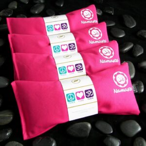 Lavender Eye Pillows – Yoga Eye Pillows Namaste Hot Cold Aromatherapy for Stress, Meditation, Spa, Relaxation Gifts – Made in USA by Happy Wraps – Set of 4 – Pink Cotton