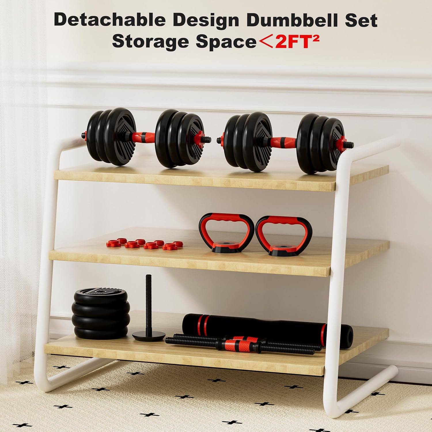 Adjustable Dumbbell Set, 10/20/30/45/70/90lbs Free Weight Set with Connector, 4 in1 Dumbbells Set Used as Barbell, Kettlebells, Push up Stand, Fitness Exercises for Home Gym Suitable Men/Women - Image 8