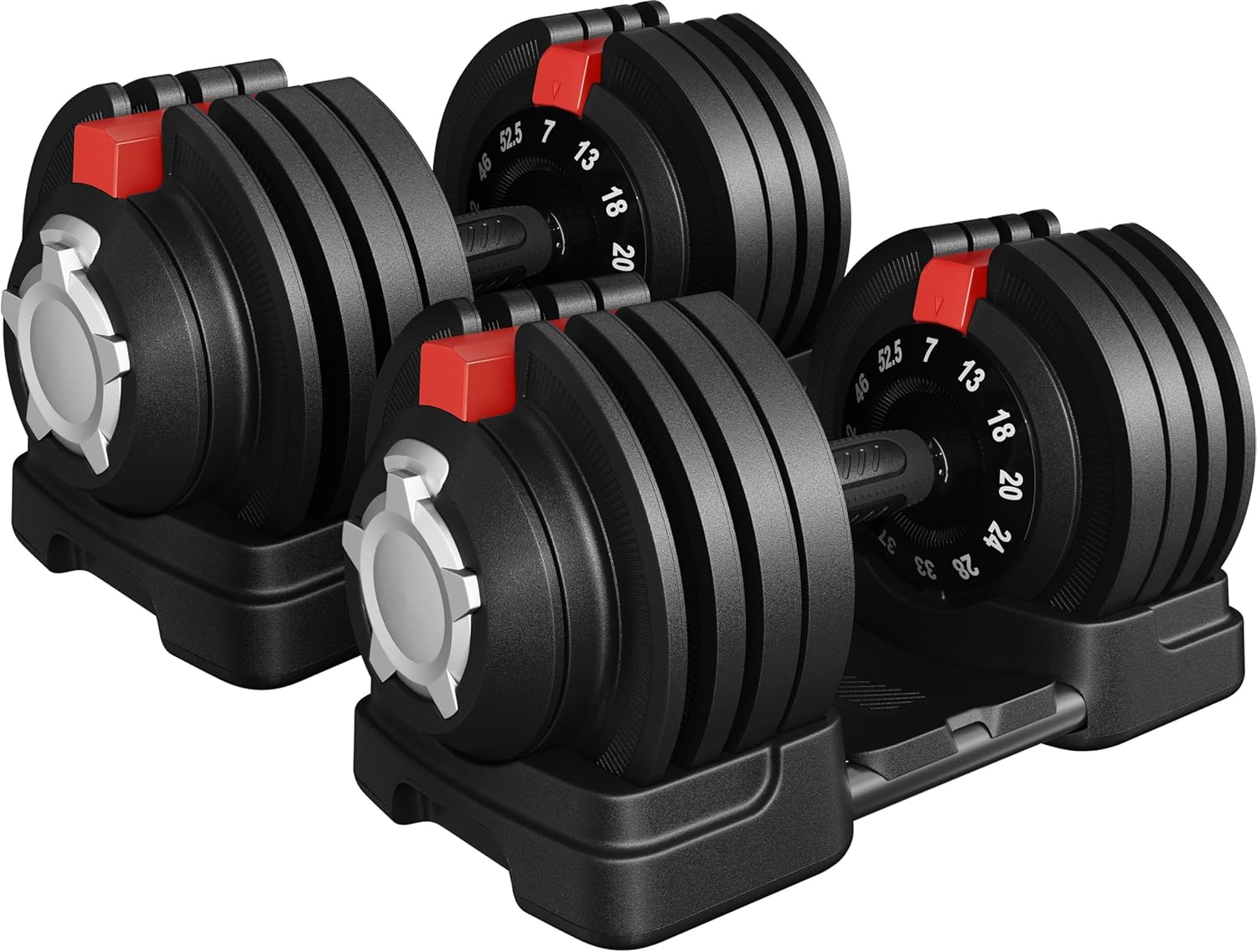 Yaheetech Adjustable Dumbbell Set 28/40/52.5/90LBS Adjustable Dumbbells Fast Adjust Dumbbell Weight Set with Anti-Slip Handle and Tray for Men/Women Home Gym Strength Training Equipment Single/Pair
