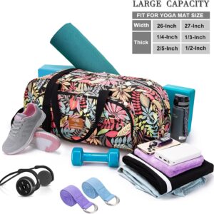 AROME Yoga Mat Bag for Women Men, Large Canvas Yoga Bag for 1/4″ 1/3″ 2/5″ 1/2″ Extra Thick Exercise Yoga Mat Gym Tote Sports Duffle Bag Carrying Bags with Wet Pocket & Shoulder Strap & Mat Strap