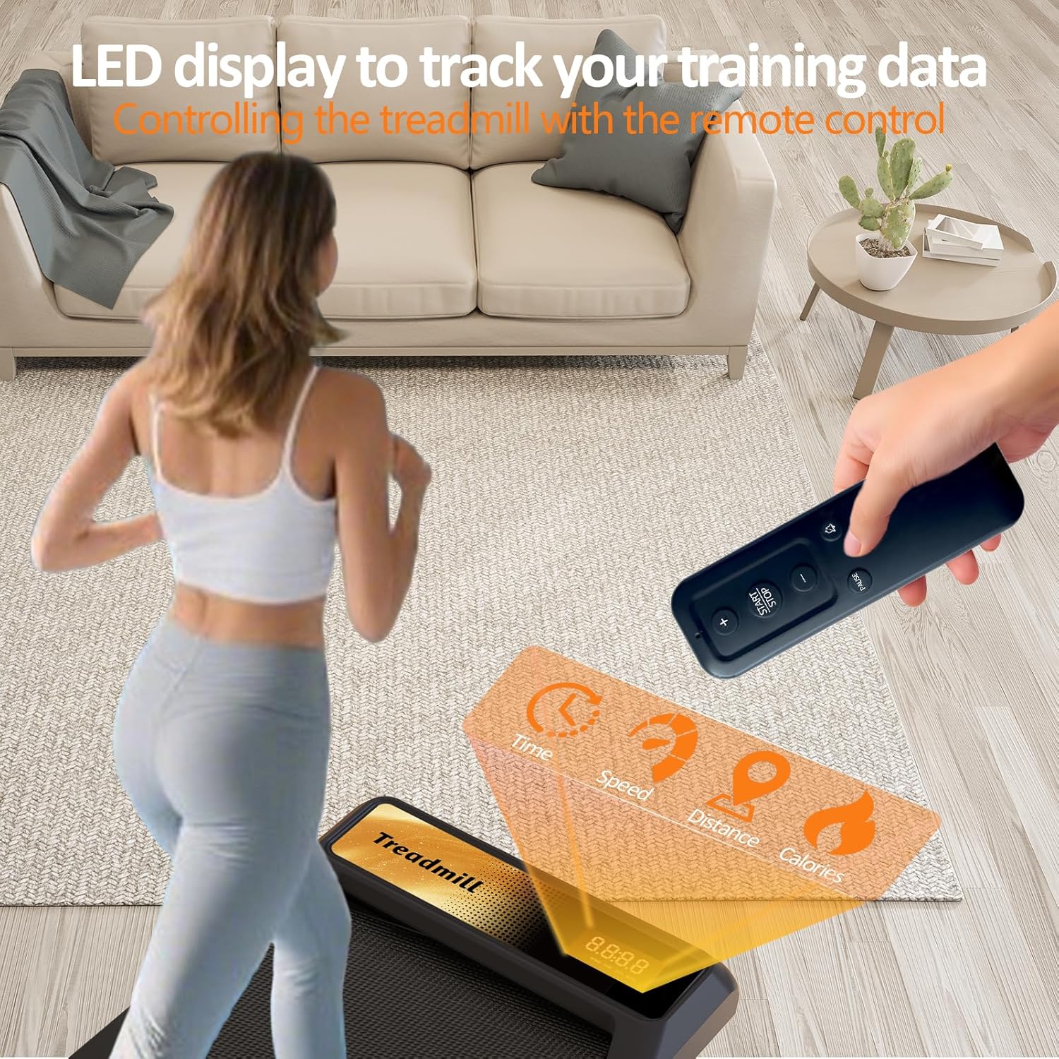 2.5HP Walking Mat with Incline pad, Under Desk Treadmill, Walking Treadmill with Remote, 3 in 1 Low Noise Small Mini Portable Walking Mat with Led Screen, Compact Treadmills for Home, 265lbs Capacity - Image 5