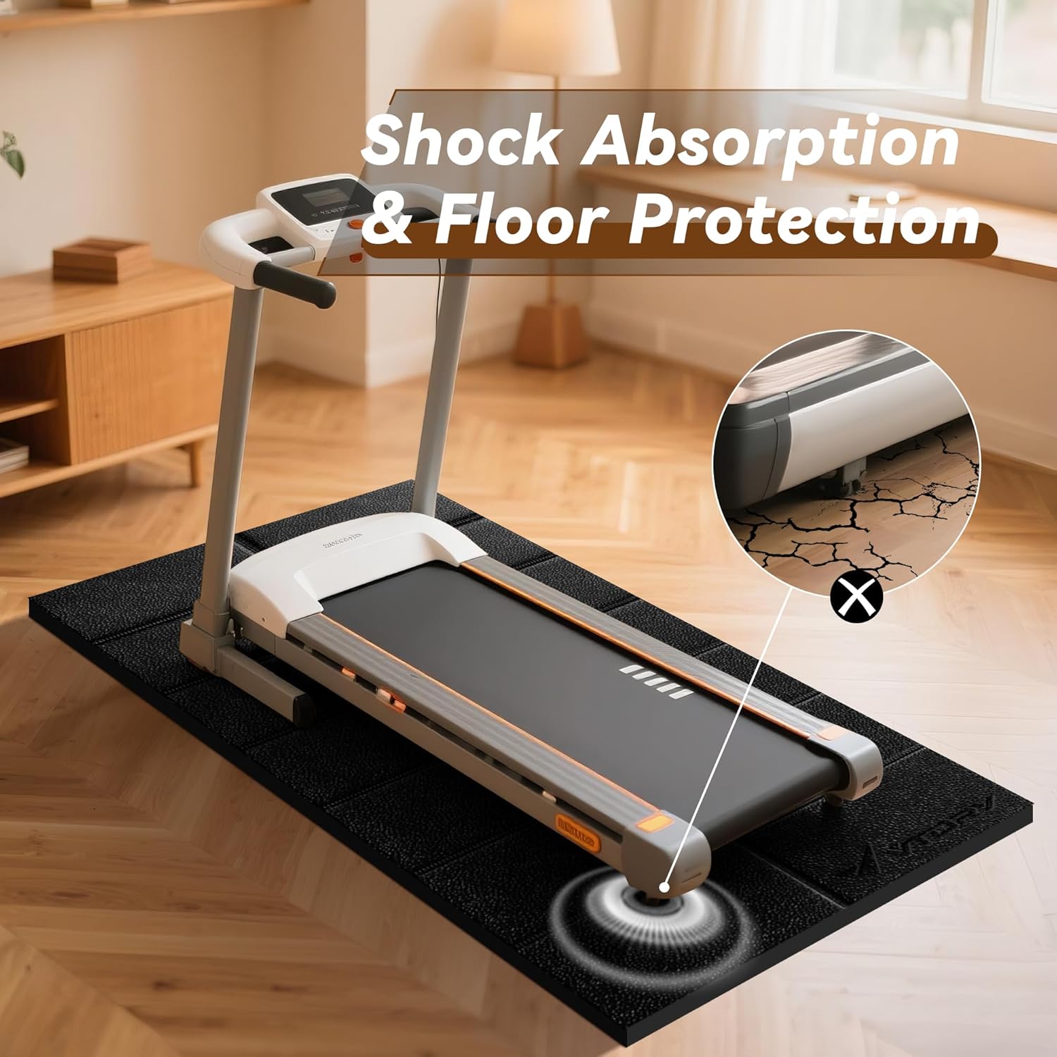 Walking Pad Mat β 68" x 24", 1/4" Thick Non-Slip Treadmill Mat for Carpet Floors & Hardwood, Shock Absorbing Exercise Mat & Under Treadmill Mat for Floor Protection in Home Gym - Image 3