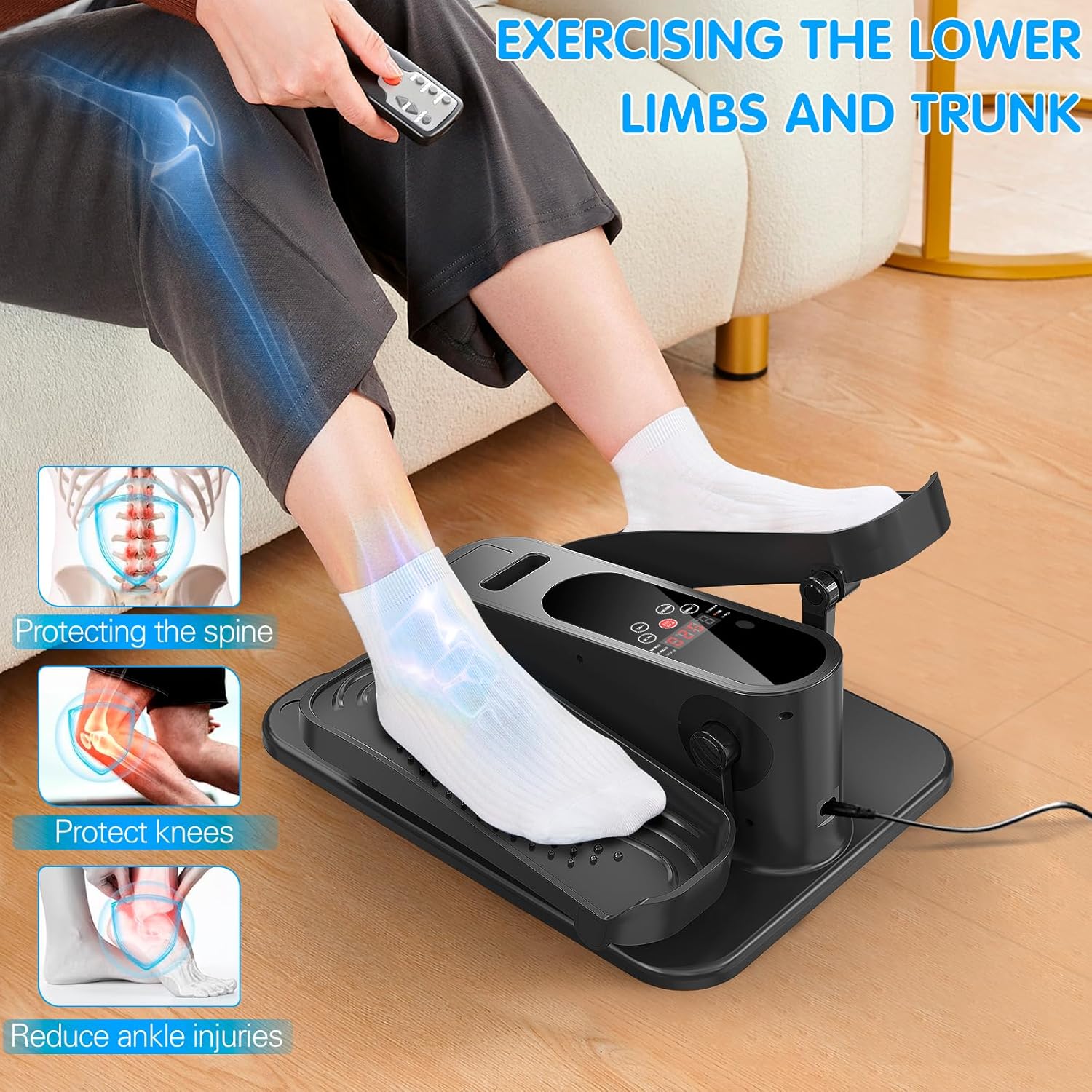 Under Desk Elliptical Machine, Mini Ellipse Leg Exerciser Electric Seated Pedal Fully Assembled Quiet Compact for Seniors Portable Stepper with Remote Control for Home - Image 8