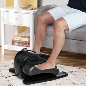 Soozier Under Desk Elliptical Exercise Machine, Powered Ellipse Leg Exerciser, Mini Rehabilitation Bike with Adjustable Speed, Remote & LCD Display for Home & Office