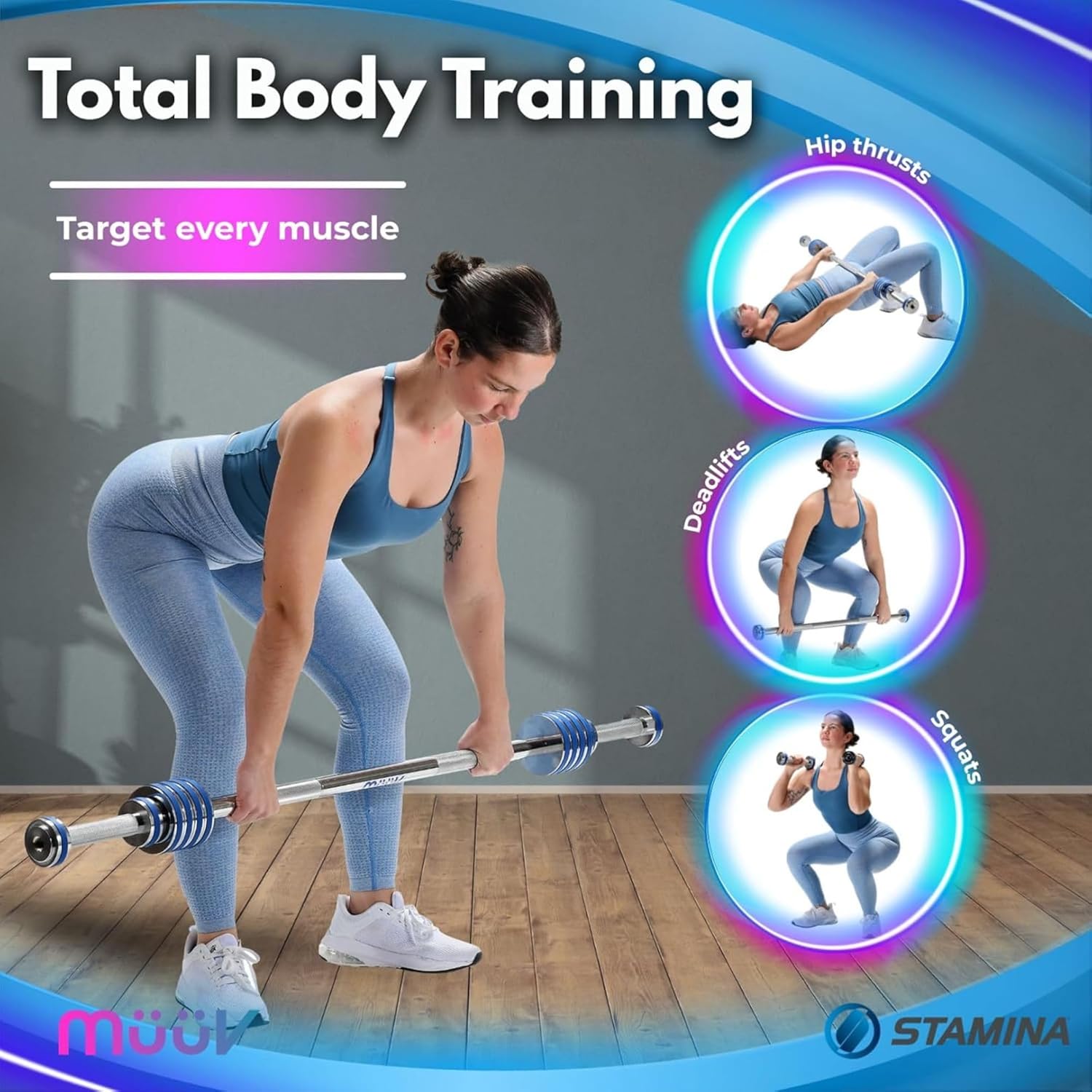 müüv Adjustable Barbell Set – 2-in-1 Dumbbell & Barbell System for Home Gym, 5–40 lb Weight Set with Plates & Handles – Compact Strength Training Equipment for Men & Women - Image 6