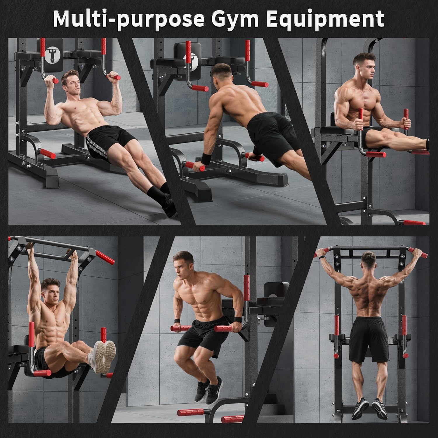 SogesHome Adjustable Pull Up Bar & Dip Station, Heavy Duty 500LB Capacity Multifunctional Home Gym Fitness Equipment for Strength Training, Push Up Stand for Arm, Back, Core & Full Body Workout - Image 3