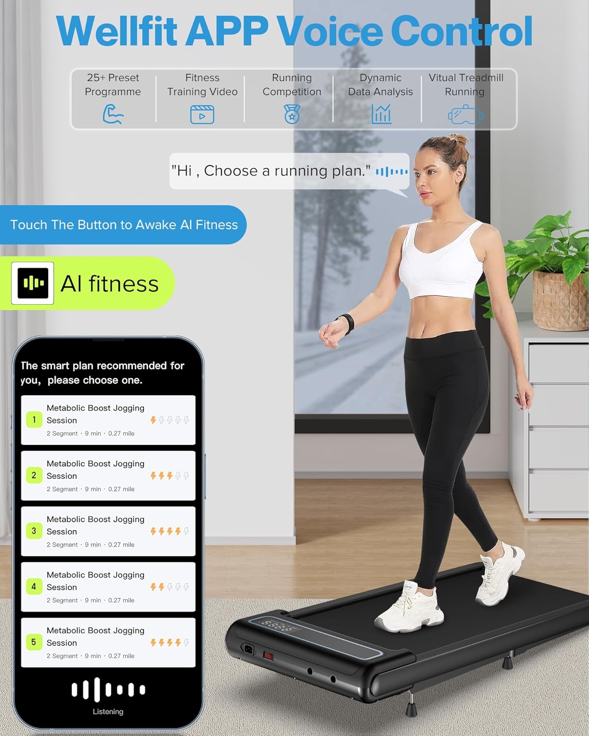 10% Incline Under Desk Walking Pad, 2.5HP Low Noise Treadmill for Home Office Apartment, 3 in 1 Lightweight Running Machine for Small Space, Works with Apps & Mute Remote Control, No Installation - Image 8