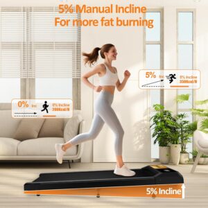 2.5HP Walking Mat with Incline pad, Under Desk Treadmill, Walking Treadmill with Remote, 3 in 1 Low Noise Small Mini Portable Walking Mat with Led Screen, Compact Treadmills for Home, 265lbs Capacity