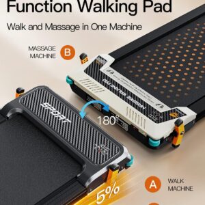 FUNRAY Versatile Walking Pad Treadmill with Incline – Dual-Sided Under Desk Treadmill with Foot Massage,2 in 1 Walking Machine for Home/Office with 330LBS Weight Capacity