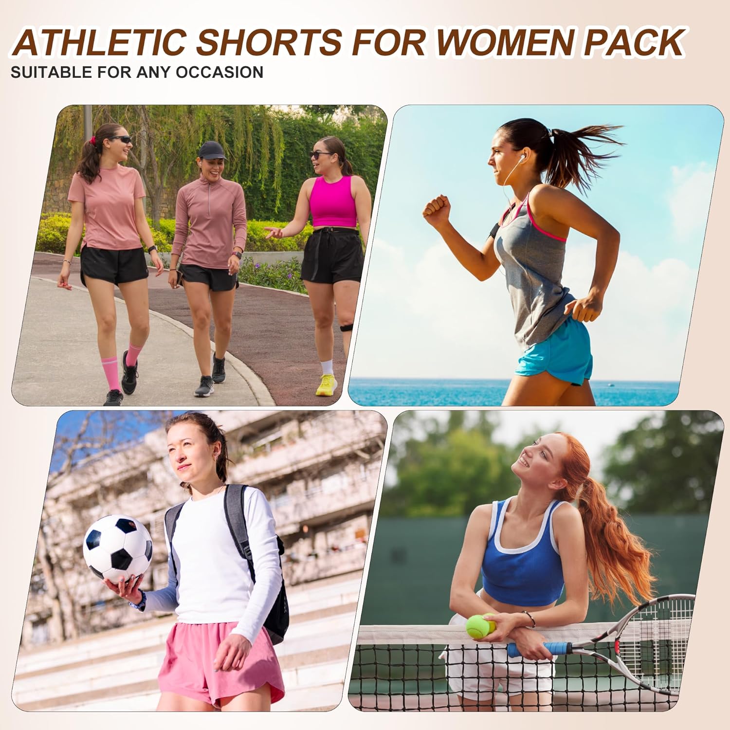 BALENNZ Women's Athletic Workout Shorts with Zipper Pockets Activewear Elastic Waist Gym Running Shorts - Image 4