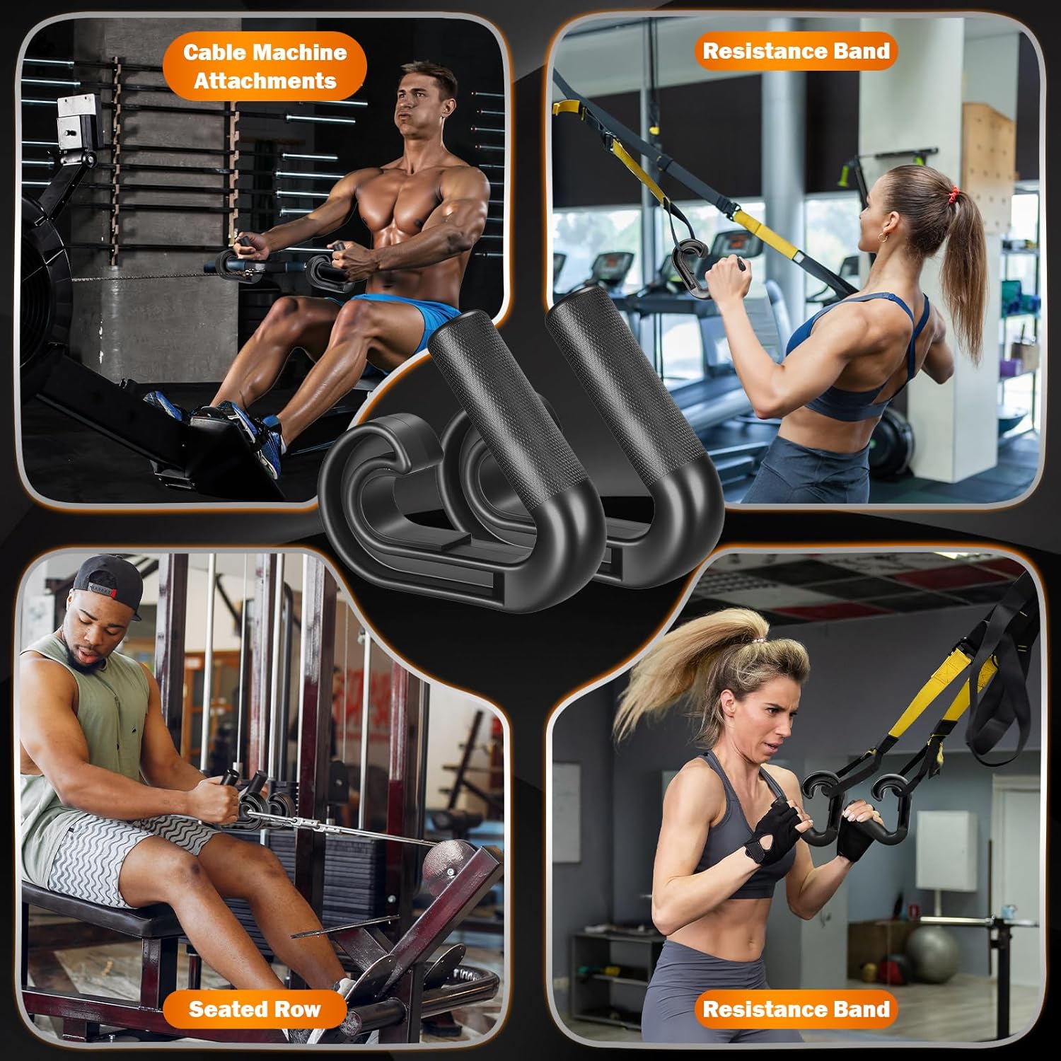 Neutral Grip Pull Up Handles, Ergonomic Non-Slip Hooks for Barbell Row Deadlift Resistant Bands Cable Machine, Lightweight Pull Up Bar Accessories, Portable Grips for Home Gym Workout, Nylon - Image 7