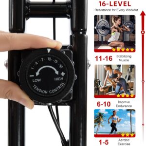 BARWING Stationary Exercise Bike for Home Workout, 5 IN 1 Foldable Indoor Cycling Bike for Seniors, 350LB Capacity, 16-Level Magnetic Resistance, Seat Backrest Adjustments